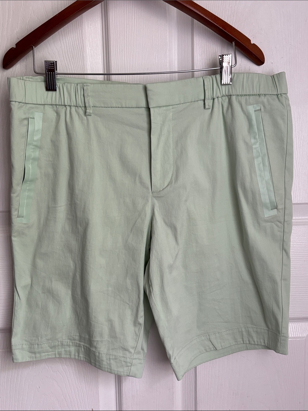 BOSS Mint Green Athleisure Comfort Stretch Men's Shorts Size 36 R Golf Resort